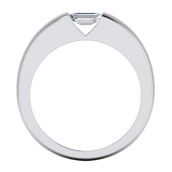 0.50 Carats Emerald Real Diamond Gold Men's Ring East West