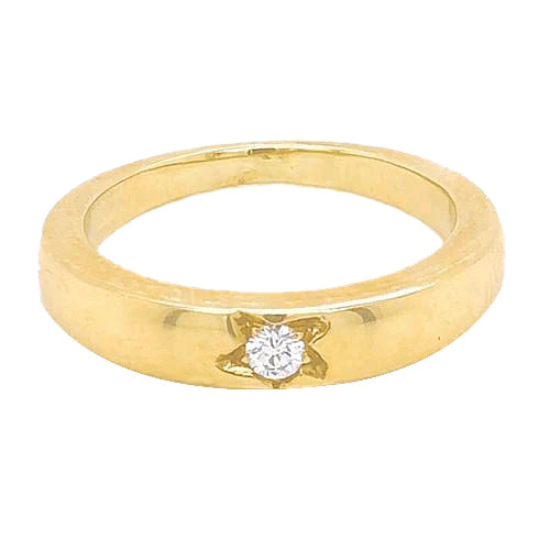 0.50 Carats Gypsy Real Diamond Solitaire Ring Yellow Gold 14K