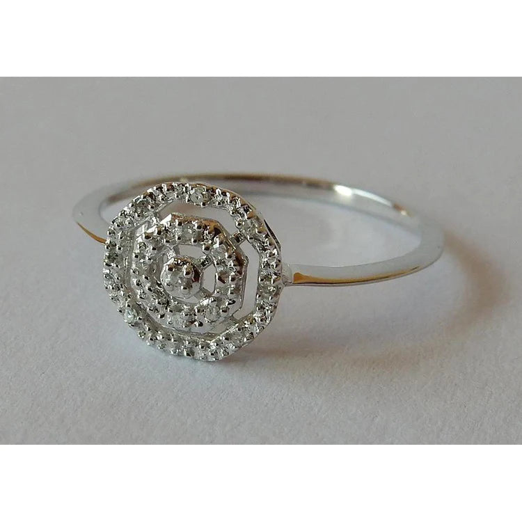 0.50 Carats Natural Diamond Ring Double Halo Style White Gold