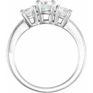 0.50 Carats Three Stone Genuine Diamond Ring White Gold 14K