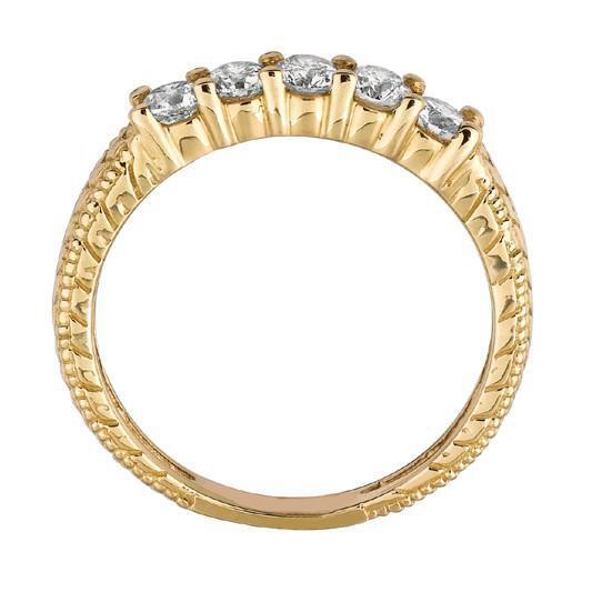 0.50 Carat Round Lab Grown Diamond Vintage Style Eternity Band Yellow Gold