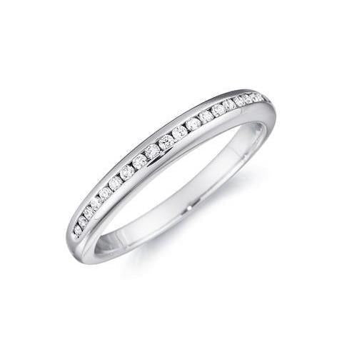 0.60 Carats Round Natural Diamond Half Eternity Wedding Band White Gold 14K