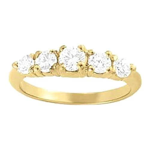0.70 Carat Yellow Gold 14K Lab Grown Diamond Half Eternity Band Prong Ring