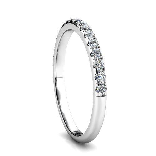 Round Real Diamond Half Eternity Band White Gold 14K
