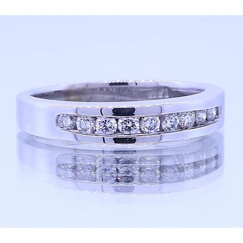 0.90 Carats Anniversary Band Round Real Diamonds White Gold 14K