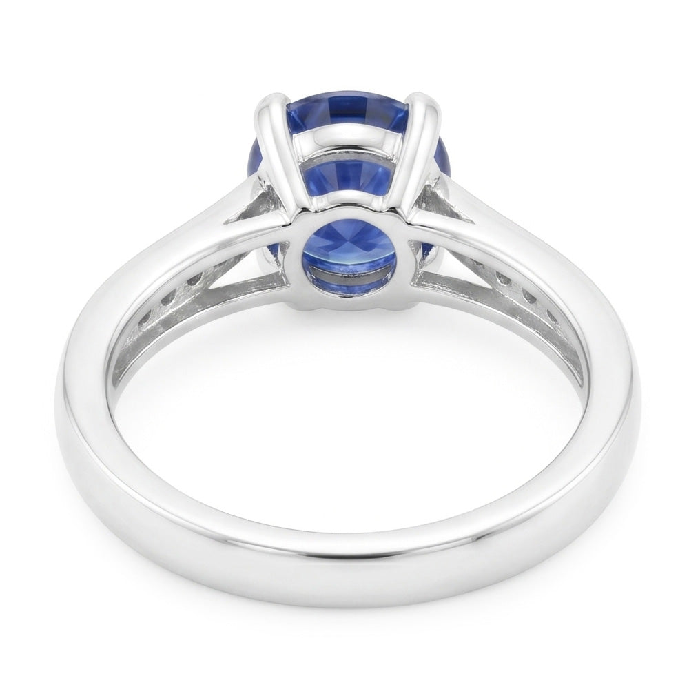 1.25 Ct Round Cut Ceylon Blue Sapphire Natural Earth Mined Diamond ( Not Lab Grown ) Ring
