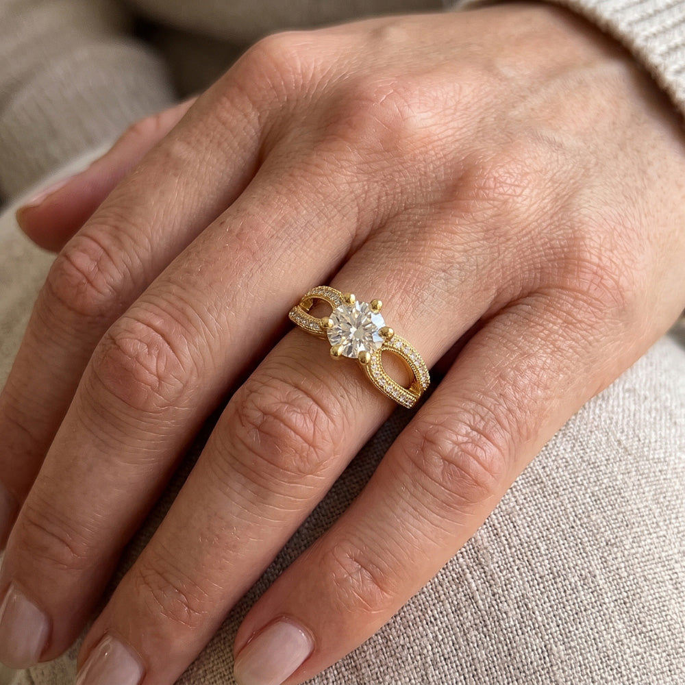 1.4 Ct Real Natural Earth Mined Diamond ( Not Lab Grown ) Wedding Ring 14K Yellow Gold Six Prong Set