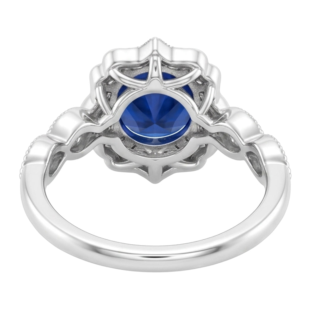 1.4 Ct Round Cut Sri Lanka Sapphire Gem Stone Ring