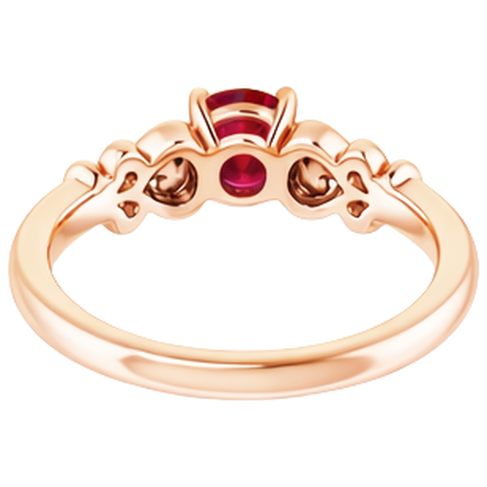 1.40 Carats Rose Gold 14K Natural Earth Mined Diamond ( Not Lab Grown ) Round Ruby Ring