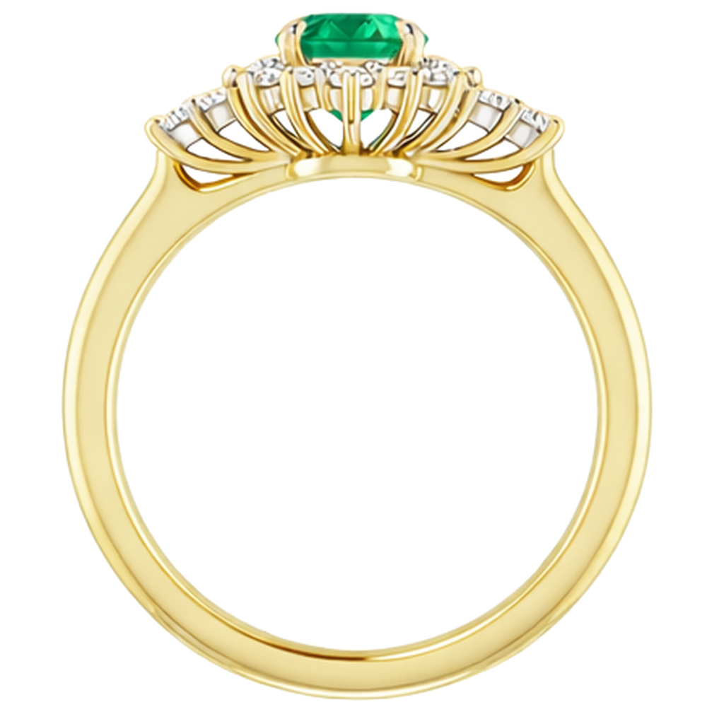 1.50 Carats Natural Earth Mined Diamond ( Not Lab Grown ) Round Green Emerald Ring Two Tone Gold 14K