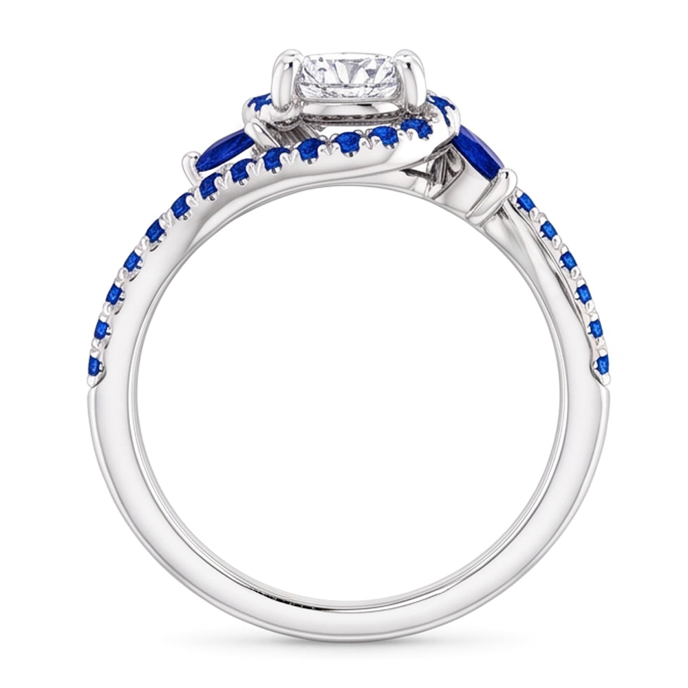 1.65 Carats Blue Sapphire Natural Earth Mined Diamond ( Not Lab Grown ) Ring