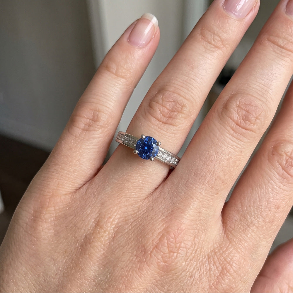 1.65 Ct Round Blue Natural Earth Mined Diamond ( Not Lab Grown ) Engagement Ring Gemstone