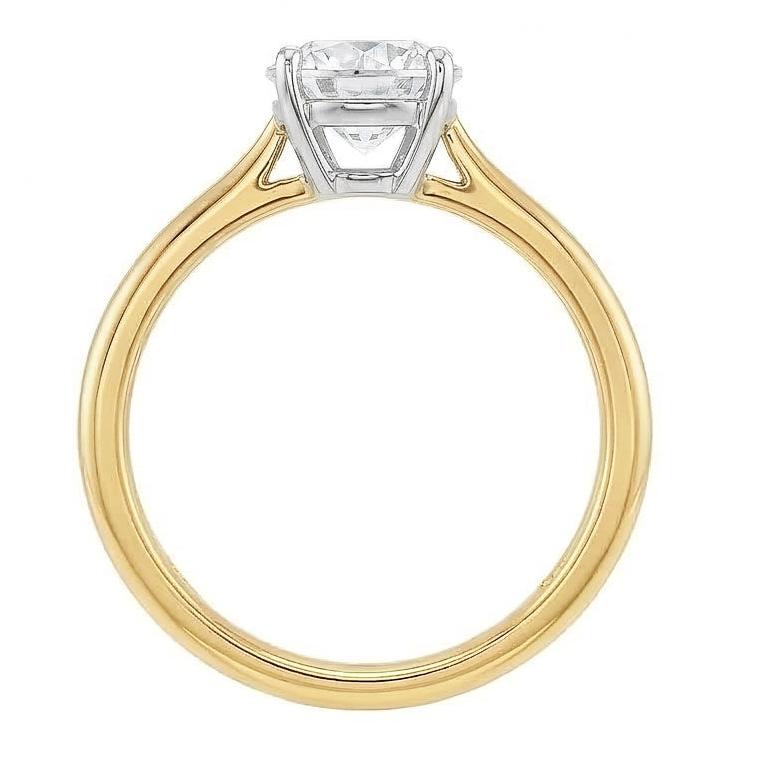 1 Carat Round Cut Solitaire Natural Earth Mined Diamond ( Not Lab Grown ) Promise Ring Two Tone Gold 14K