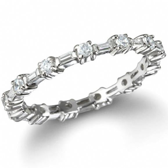 1.04 Ct. Round Lab Grown Diamond Eternity Wedding Band White Gold 14K