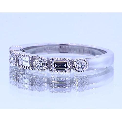 1.20 Carats Round & Baguettes Real Diamond Anniversary Band White Gold