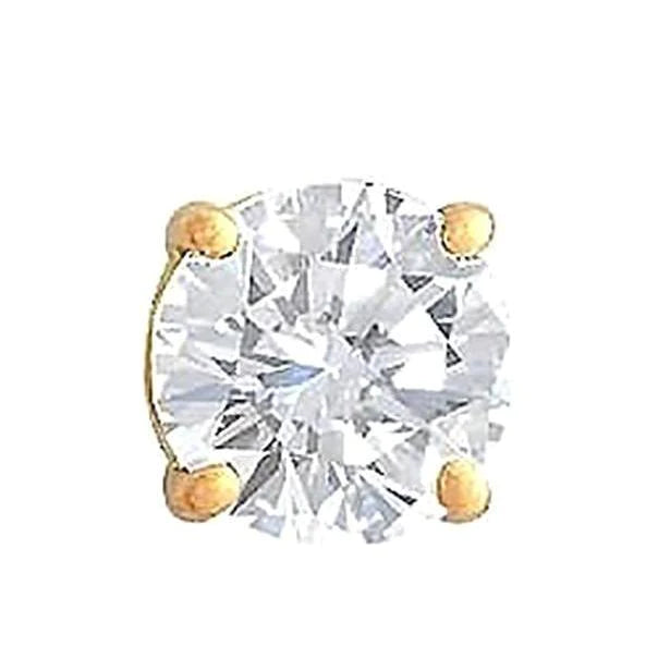 1.25 Carat Men's Single Real Diamond Stud Earring Yellow Gold