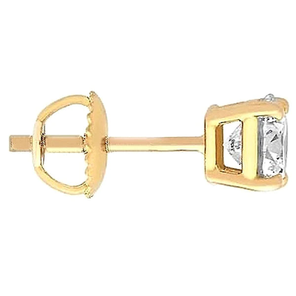 1.25 Carat Men's Single Real Diamond Stud Earring Yellow Gold