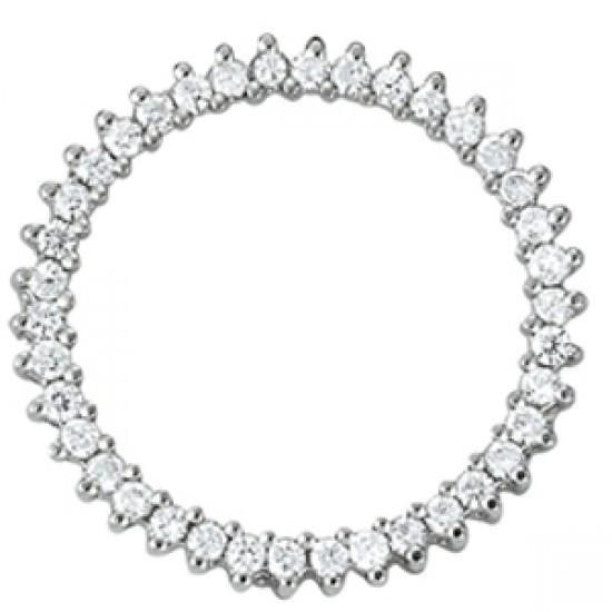 1.25 Carats Round Real Diamonds Circle Pendant Without Chain White Gold 14K