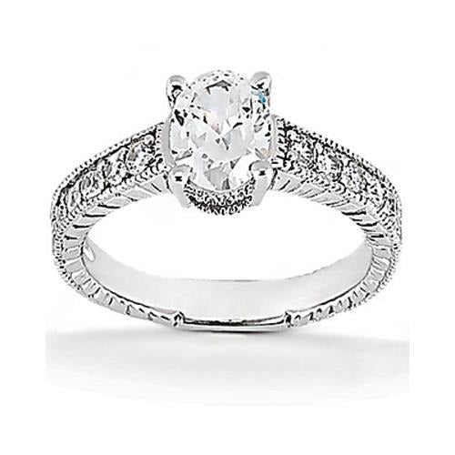 1.26 Carat Real Diamond Ring Vintage Style Women Jewelry