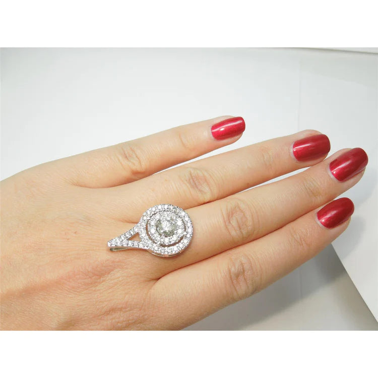 1.33 Ct Sparkling Round Cut Genuine Diamonds Large Pendant White Gold