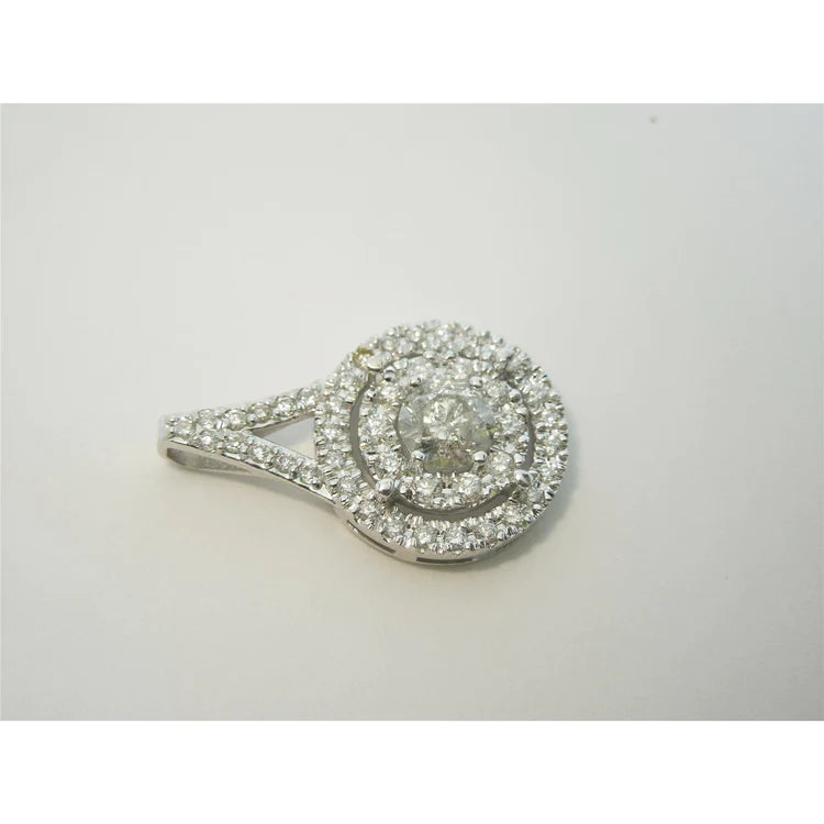 1.33 Ct Sparkling Round Cut Genuine Diamonds Large Necklace White Gold