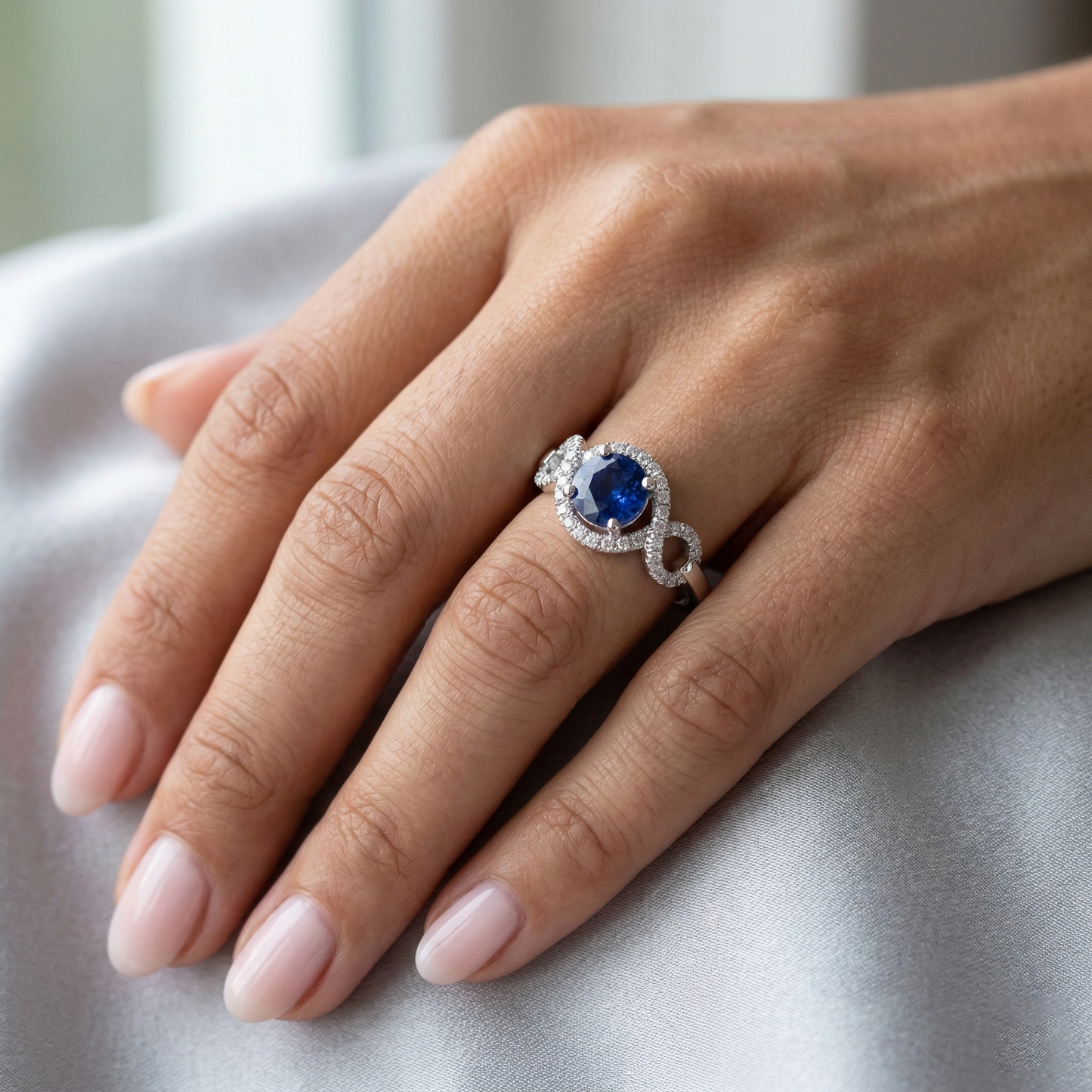 1.35 Ct Ceylon Sapphire Gemstone Round Cut Natural Earth Mined Diamond ( Not Lab Grown ) Ring