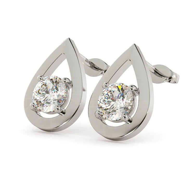 1.3 Ct Round Real Diamond Earring 14K White Gold