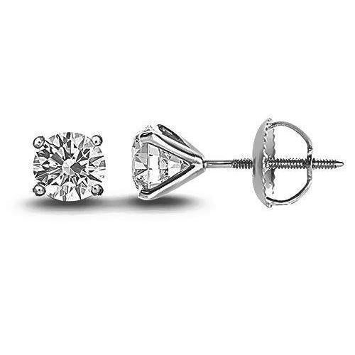 1.4 Ct Four Prong Set Round Natural Diamond Women Stud Earring