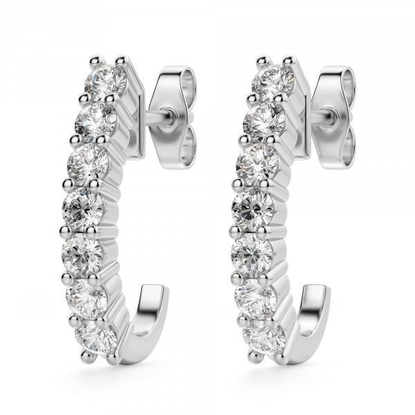 1.4 Ct Round Genuine Diamond J Hoop Earring