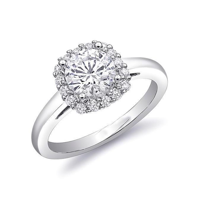 1.50 Carat Natural Diamond Engagement Halo Ring 14K White Gold