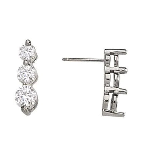 1.50 Carat Natural Diamonds Journey Earrings Drop Post Earring White Gold