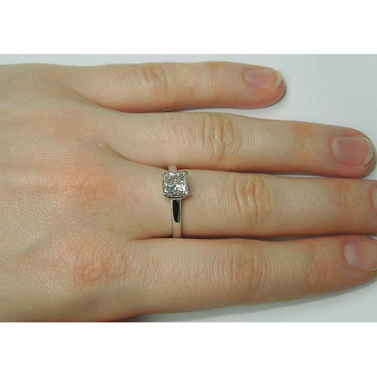 1.50 Carat Princess Real Diamond Solitaire Engagement Ring White Gold