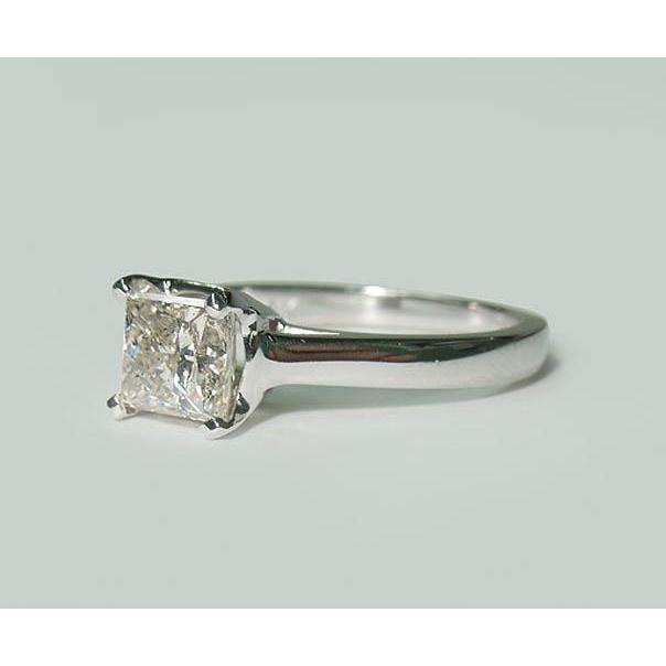 1.50 Carat Princess Real Diamond Solitaire Engagement Ring White Gold
