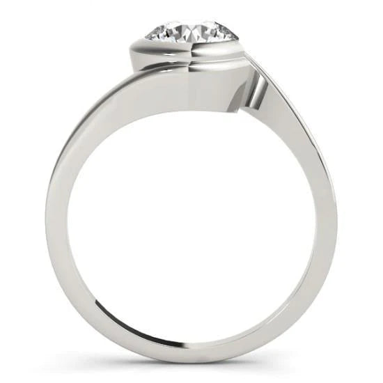 1.50 Carat Solitaire Round Genuine Diamond Engagement Ring White Gold