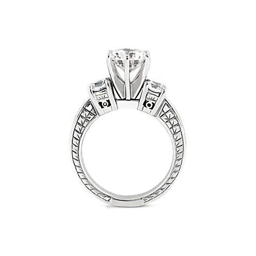 1.50 Carats Genuine Diamond Three Stone Gold Engagement Ring