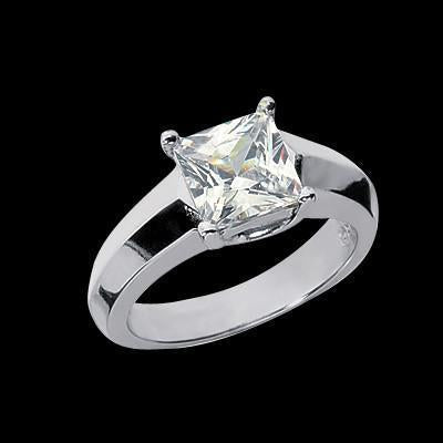 1.50 Carats Princess Real Diamond Solitaire Ring 4 Prongs Gold Jewelry