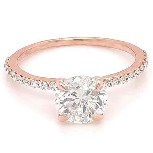 1.50 Carats Real Diamond Engagement Ring With Accents Rose Gold 14K