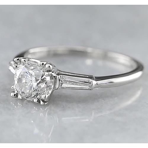 1.50 Carats Round Genuine Diamond Three Stone Ring White Gold 14K