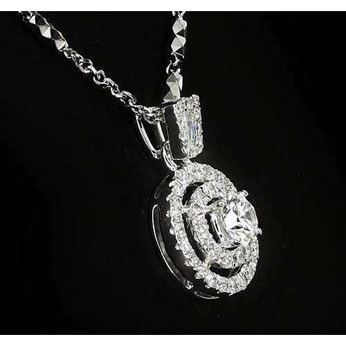 Round Natural Diamond Pendant Halo Setting