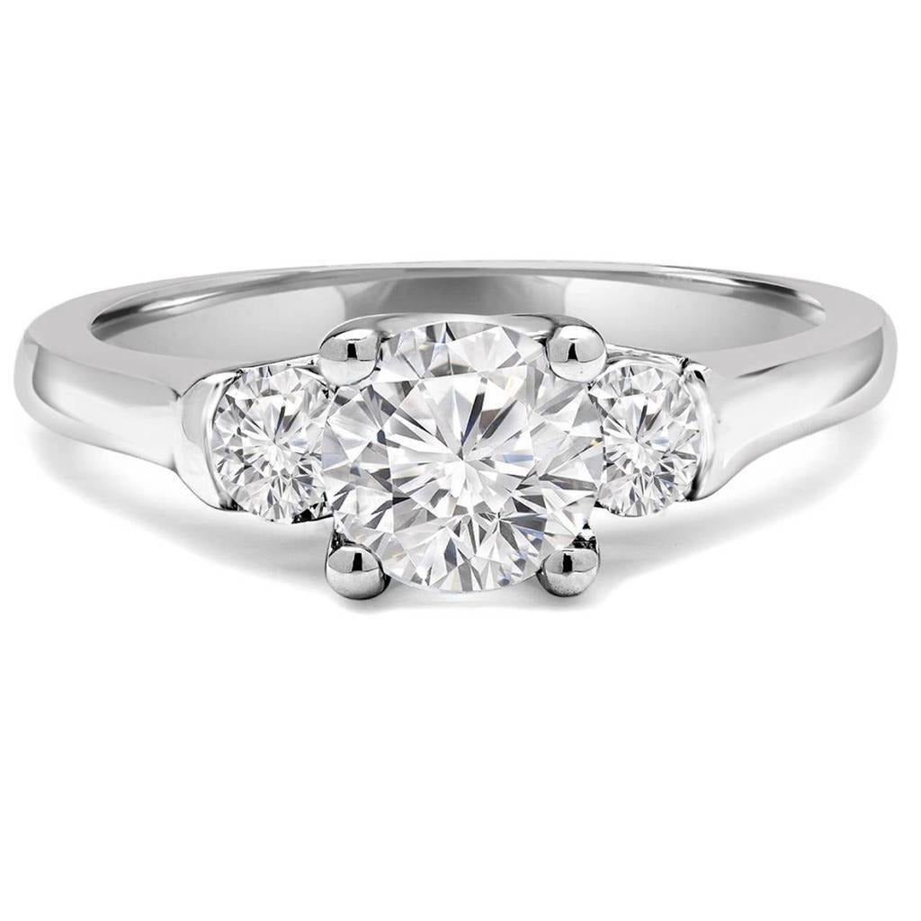 1.50 Carats Round Real Diamond 3 Stone Anniversary Ring White Gold 14K New - Three Stone Ring-harrychadent.ca