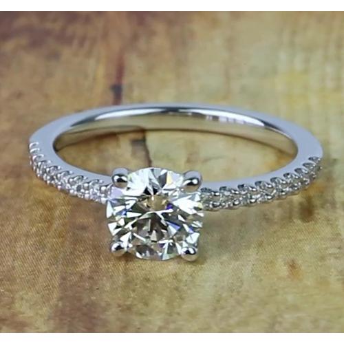 1.50 Carats Round Real Diamond Engagement Ring Jewelry