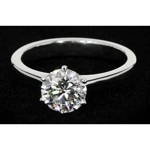 1.50 Carats Solitaire Round Natural Diamond Ring White Gold