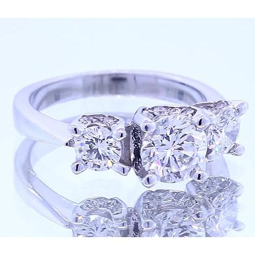 1.50 Carats Three Stone Real Engagement Ring 4 Prong Set