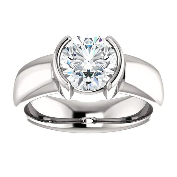 1.50 Ct. Sparkling Round Real Diamond Half Solitaire Ring