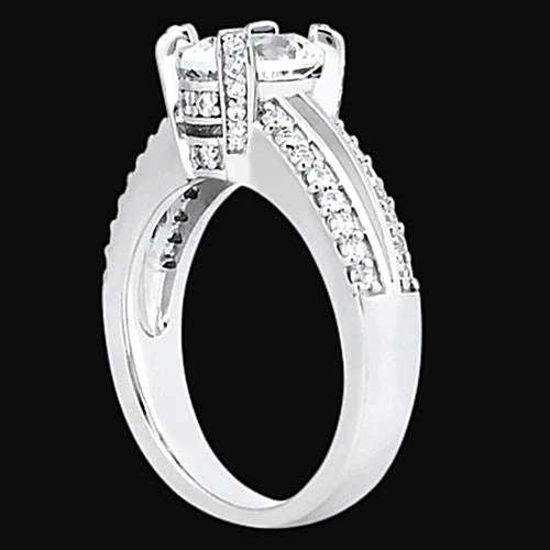 1.51 Carats Oval & Round Engagement Real Diamond Ring Pave Set Jewelry