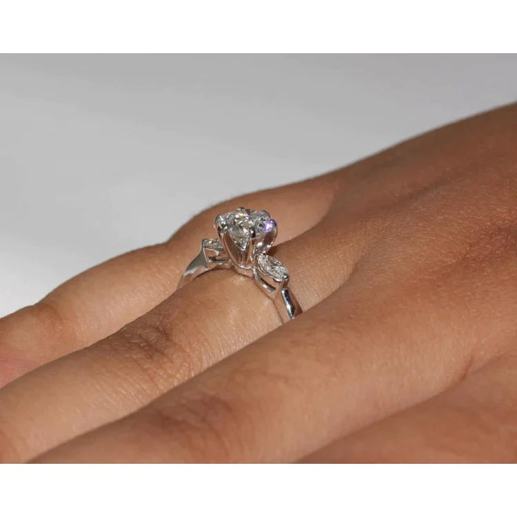 1.55 Carat Real Diamonds 3 Stone Ring Gold White