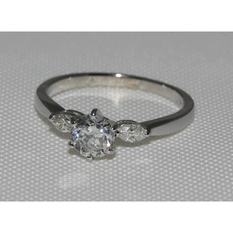 1.55 Carat Real Diamonds 3 Stone Engagement Ring Gold White