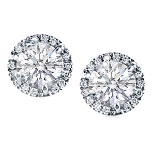 1.56 Ct Prong Set Round Halo Genuine Diamond Stud Earrings