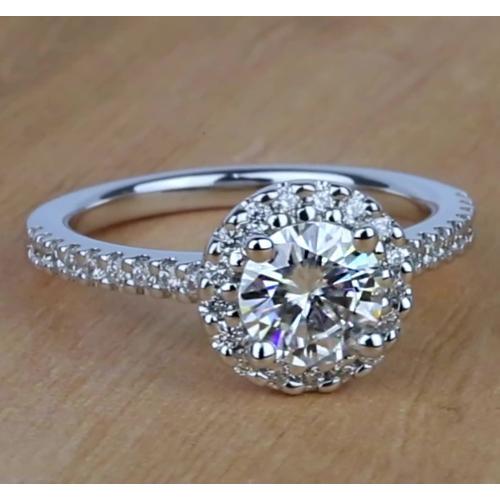 1.58 Carats Halo Round Natural Diamond Ring