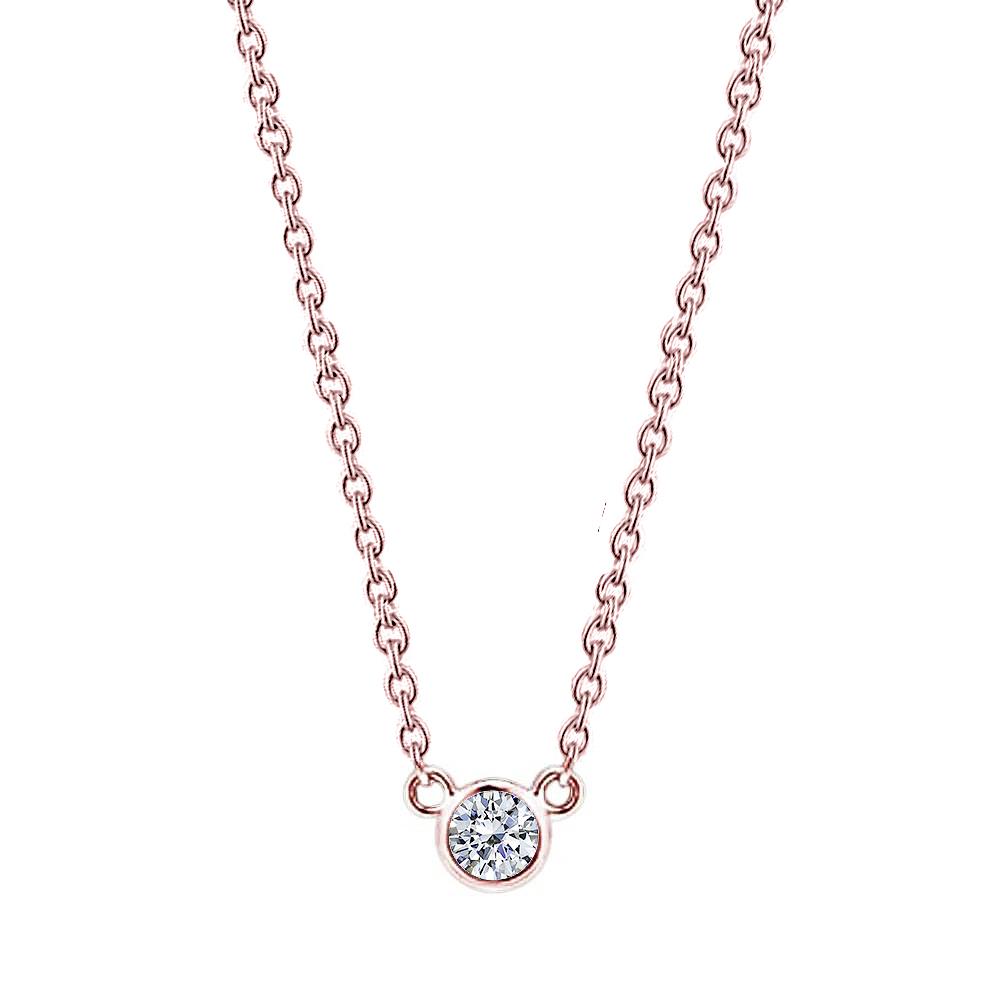 1.5 Carat Genuine Diamond 16 Or 18 Pendant Necklace Rose Gold Yard Bezel Set